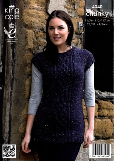 Knitting Pattern - King Cole 4040 - Chunky Tweed - Ladies Long and Short  Sweaters